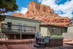 Starlight Gaze offers perfect views of Castle Rock from the outdoor dining area .... 